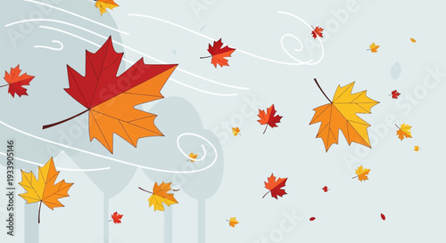 Autumn Leaves Falling in Wind