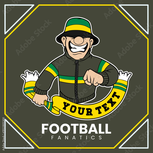 vector illustration of a man ultras hooligan casual football wearing a hat and jacket vector design
