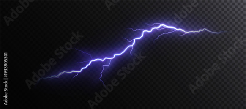 Bright glow of lightning. Realistic effect of bright electric discharge of blue lightning. Vector 10 EPS	