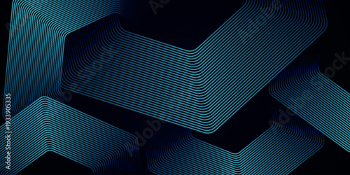 Dark abstract background with glowing blue geometric lines. Modern shiny blue hexagon line pattern. Futuristic technology concept. EPS. 5