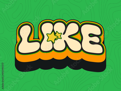 Retro 3D Social Media Text Set with Bold Yellow Typography