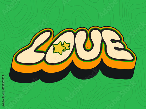 Retro 3D Social Media Text Set with Bold Yellow Typography