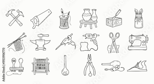 Collection of Various Hand Tool Icons.