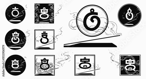 Collection of Various Incense Icon Designs.