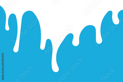 image of milk dripping down on a blue background, design element for milk products, yogurt or drinks