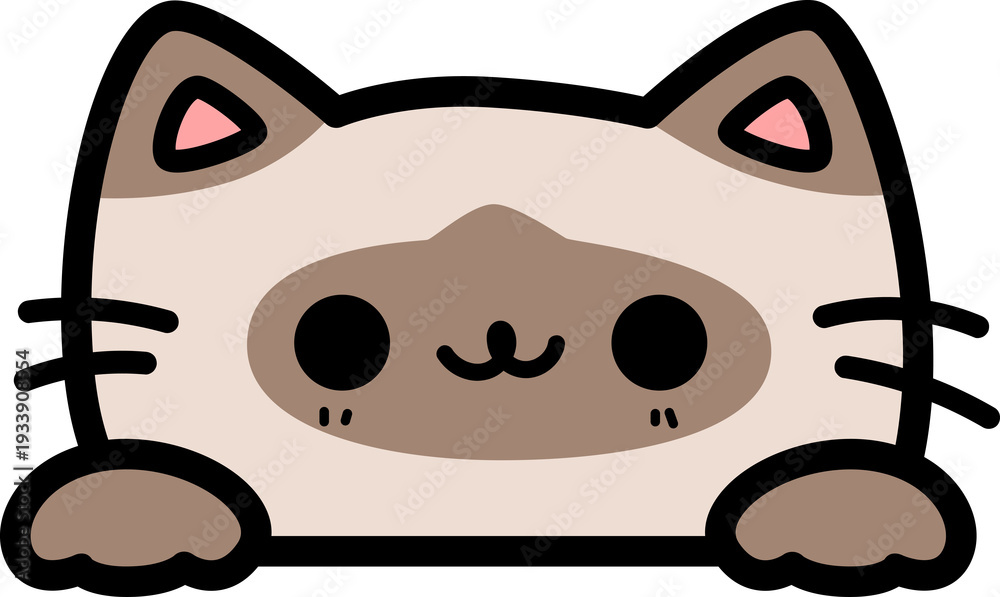 Fototapeta premium Cute cartoon siamese cat peeking illustration for kids