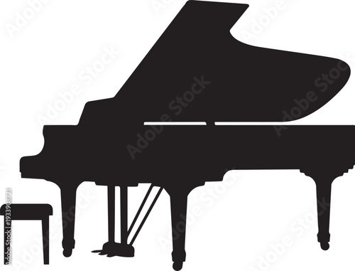 Grand Piano Silhouettes Minimalist Flat Vector Music Icon