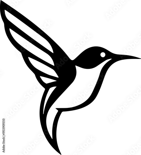 Minimalist Hummingbird Flying Silhouette Vector Graphic for Logo or Tattoo