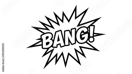 Comic Book Burst: A bold BANG! exclamation explodes from a stylized starburst, capturing the dynamism and excitement of comic book art.