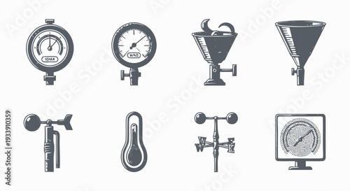 Laboratory Equipment Icons in Monochrome Style.