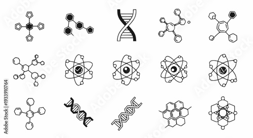 Molecular Structures and DNA Illustration Set.