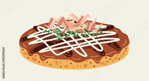 Okonomiyaki Japanese Food Illustration