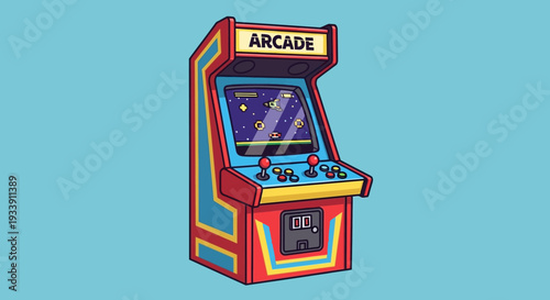 Retro Arcade Machine with Colorful Graphics