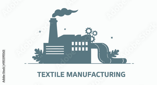 Textile Manufacturing Factory Illustration with Machinery.