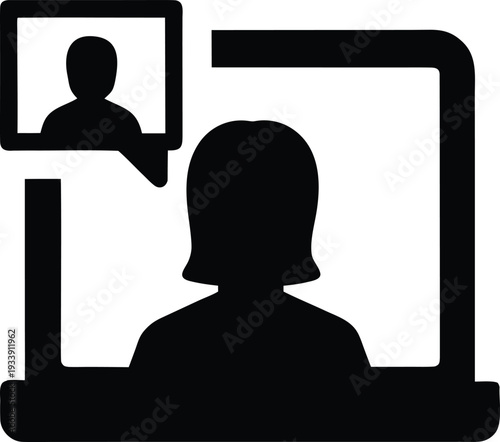 online beauty consultation silhouette vector illustration on transparent background