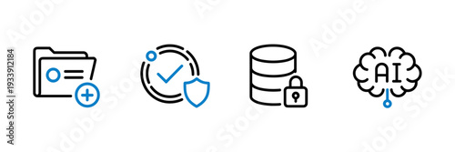 Minimalist medical AI icon sheet – Great for electronic health records, secure storage, or biotech interfaces.