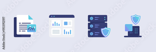 Professional document analytics icons – Great for financial reporting, secure data, or enterprise technology.