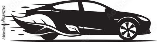 Black Car Speeding on the Road with Motion Blur