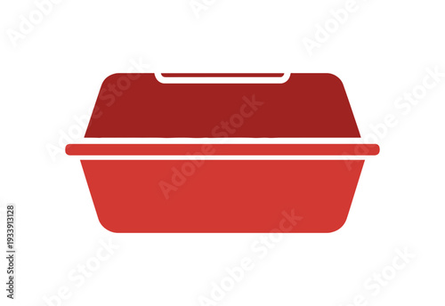 Flat style disposable food box illustration representing convenient takeout meals.


