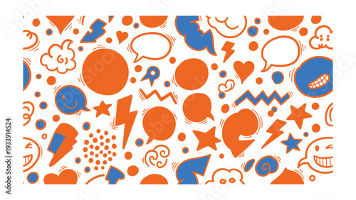 Whimsical Pattern of Doodles: A playful composition of quirky doodles and expressive shapes, ideal for adding a touch of personality and creativity to any project. 