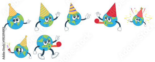 Earth Day Celebration Cartoon Set