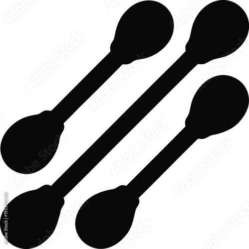 cotton swabs silhouette vector illustration on transparent background