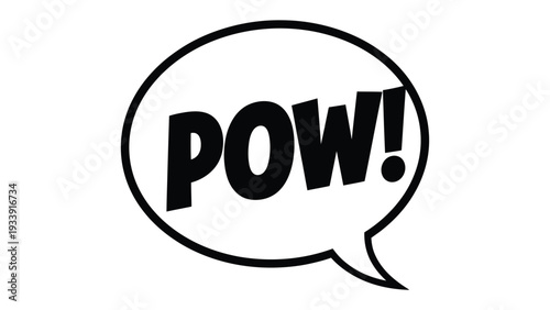 POW Comic book speech bubble: A dynamic speech bubble, boldly displaying the word POW!, encapsulates the explosive energy and excitement of comic book narratives.
