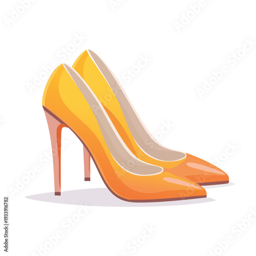 Pair of stylish high heeled pumps isolated on white