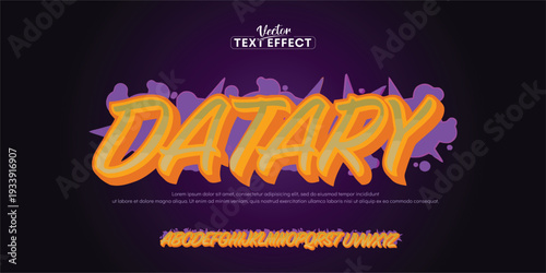 Datary Colorful graffiti editable text style effect. Vector text effect with paint wall concept.