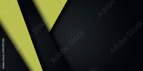 Abstract background with dynamic yellow geometric mesh pattern and layers. Modern and futuristic background concept with shiny metal texture and empty space for text. VOL. 4