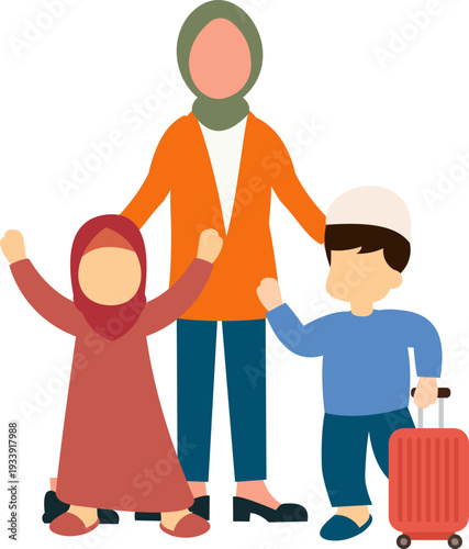 Muslim Family Illustrtion