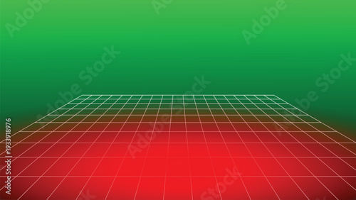 Green and red glowing grid background futuristic digital landscape