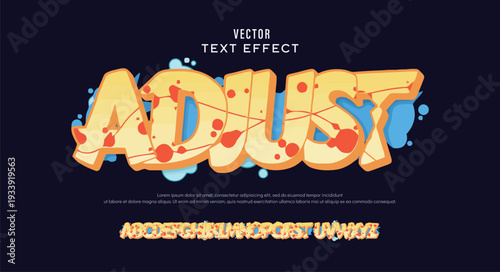 Adjust Colorful graffiti editable text style effect. Vector text effect with paint wall concept.
