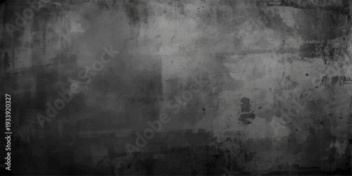 A dark and aged grunge metal texture background features a rough, dirty vintage surface with a gray stone pattern and antique black concrete design for a weathered backdrop