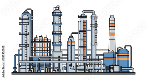Industrial Factory Plant Refinery Illustration.