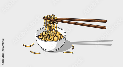 Chopsticks Lifting Noodles from Bowl