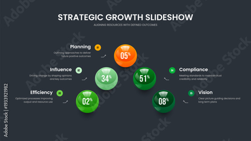 Company Solution Five Element Chart Slideshow Template. Consulting Briefing 5 Option Diagram Frame Layout. Creative Proposal Slide Design Vector Illustration.