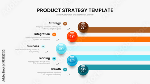 Financial Performance Five Element Infographic Presentation Template. Professional Forecast 5 Option Chart Slide Design. Market Proposal Slideshow Layout Vector Illustration.