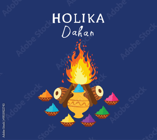 March 3 Holika dahan bonfire with gulal for holi festival celebration