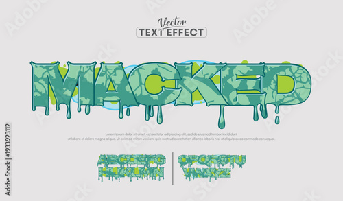 Makked Colorful graffiti editable text style effect. Vector text effect with paint wall concept.