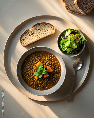 lentil soup with beans and vegetables