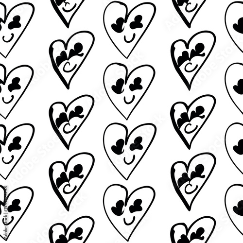 A high resolution seamless pattern illustration with hearts