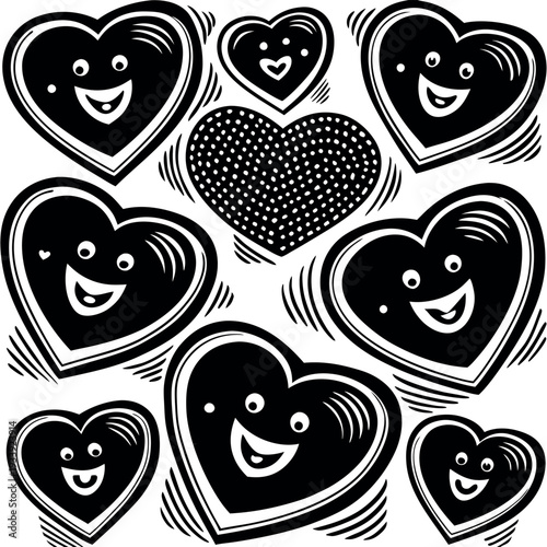 A high resolution seamless pattern illustration with hearts