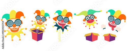 Funny Clown and Jack in the Box Icons
