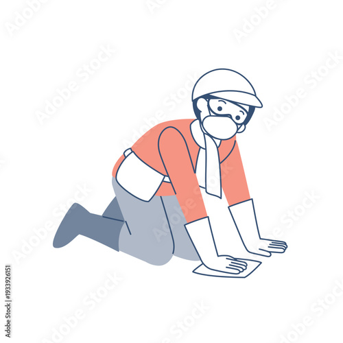 清掃をする女性