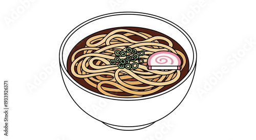 Japanese Udon Noodles in Broth with Kamaboko