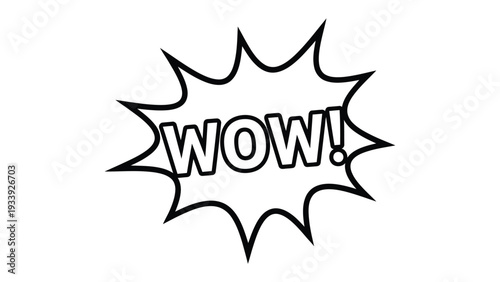 Wow Expression: A stark, pop-art style depiction of the word WOW! in bold letters, contained within a dynamic speech bubble, conveying surprise and excitement.