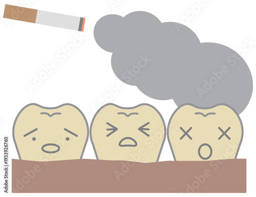 歯茎の変色や黒ずみとヤニ汚れの歯の歯科イメージイラスト