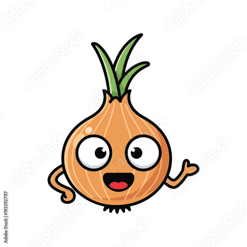 Funny onion cartoon character mascot vector illustration