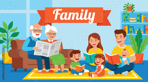 Happy Family Gathering with Elderly Parents.